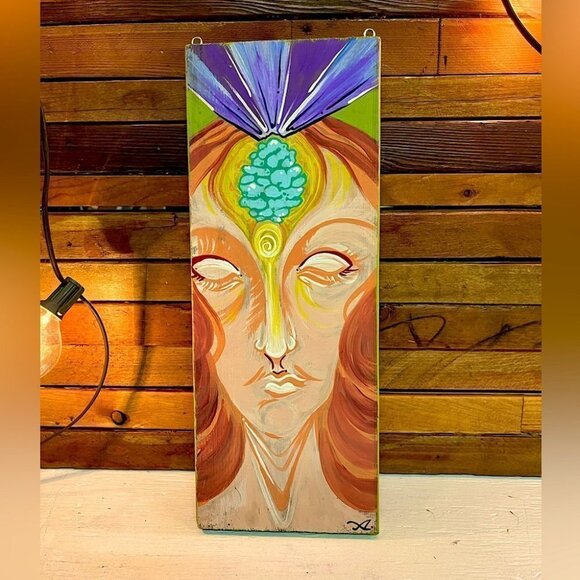 Original Peneal  Painting Acrylic On Board 14”x 5.5” - Picture 1 of 5